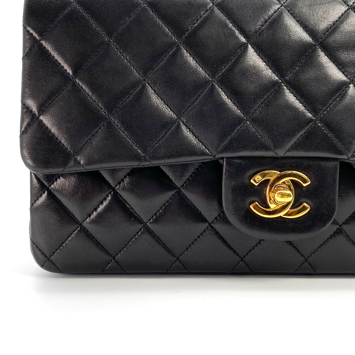 Ryder, 3 Series Medium Classic Flap Black Lambskin with seal and card