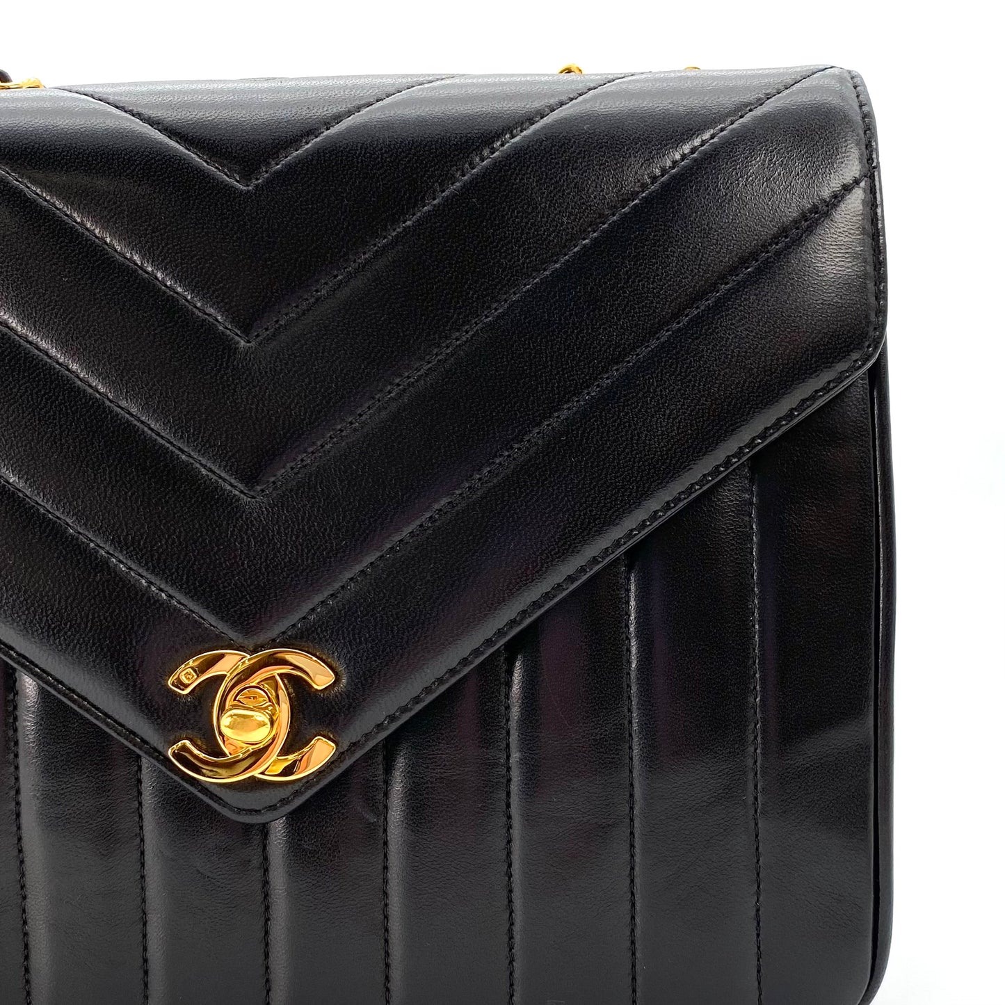 Jace, 2 Series Chevron Black Lambskin with seal and card