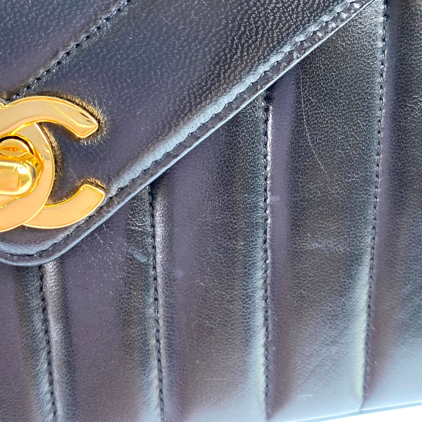 Jace, 2 Series Chevron Black Lambskin with seal and card