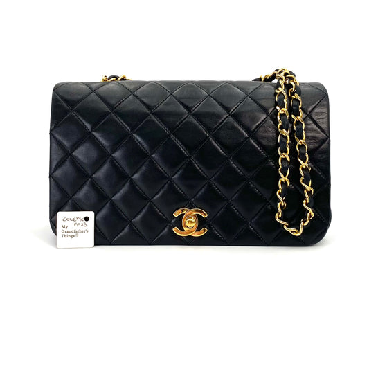 [SPRING SALE] Colette, 1 series medium full flap black lambskin with seal and card