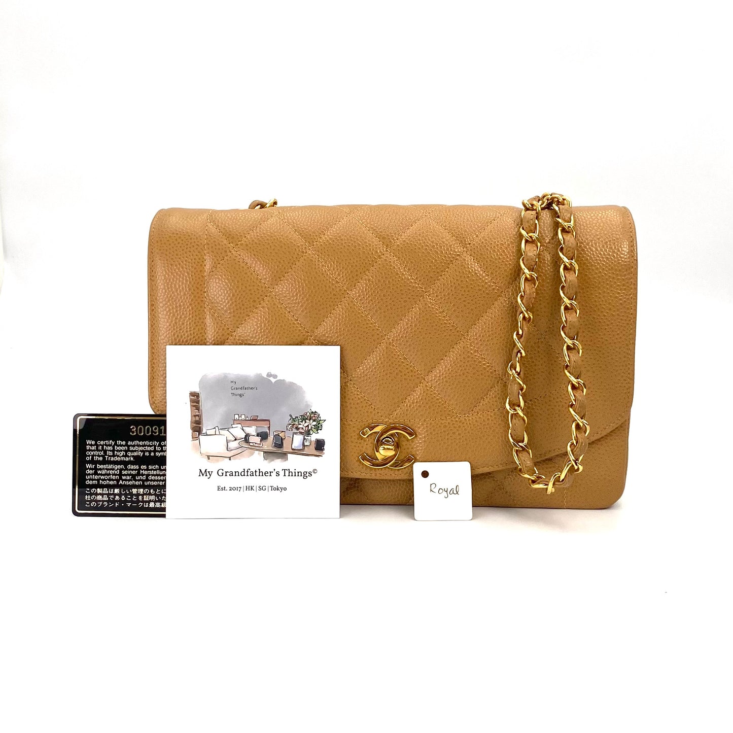 Royal, 3 series medium Diana milk tea caviar with seal and card
