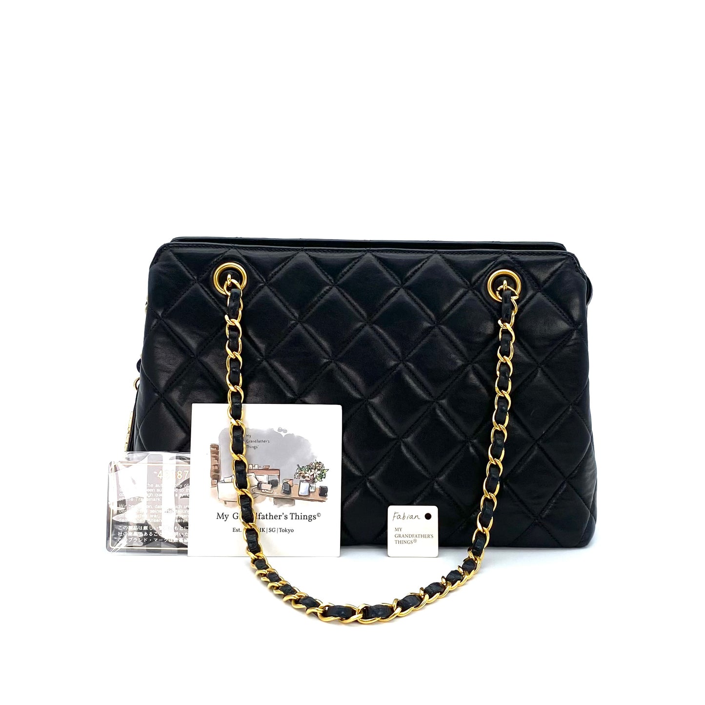 Fabian, 4 Series Matelasse Black Lambskin wtih seal and card