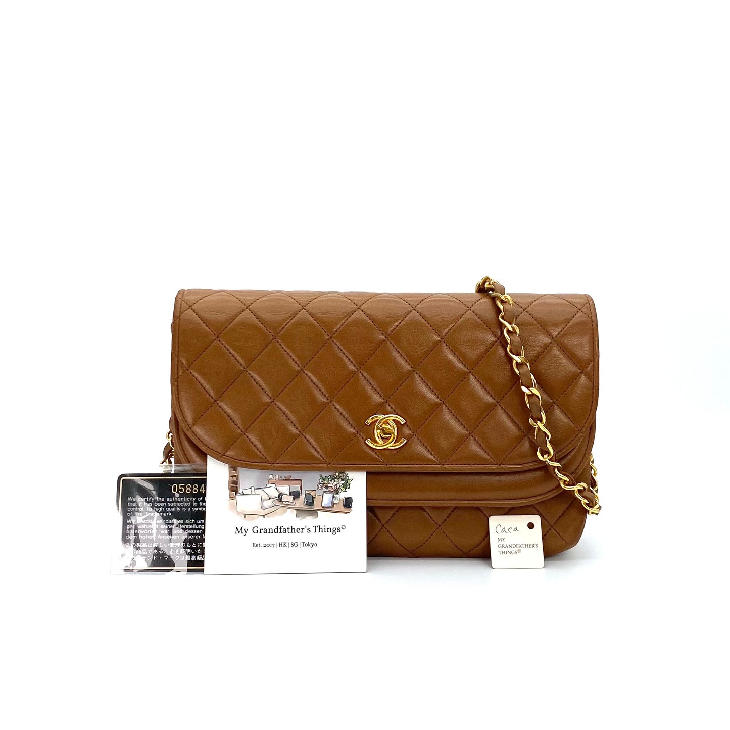 Caca, 0 Series Multi Fold Brown Lambskin with seal and card
