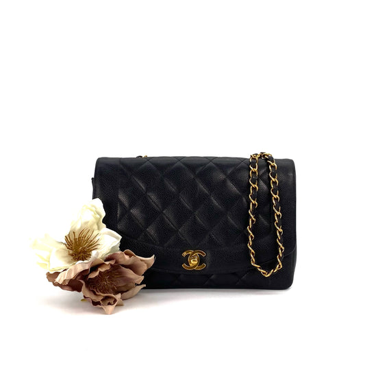 Alizeh, 3 Series Medium Diana Black Caviar with seal and card