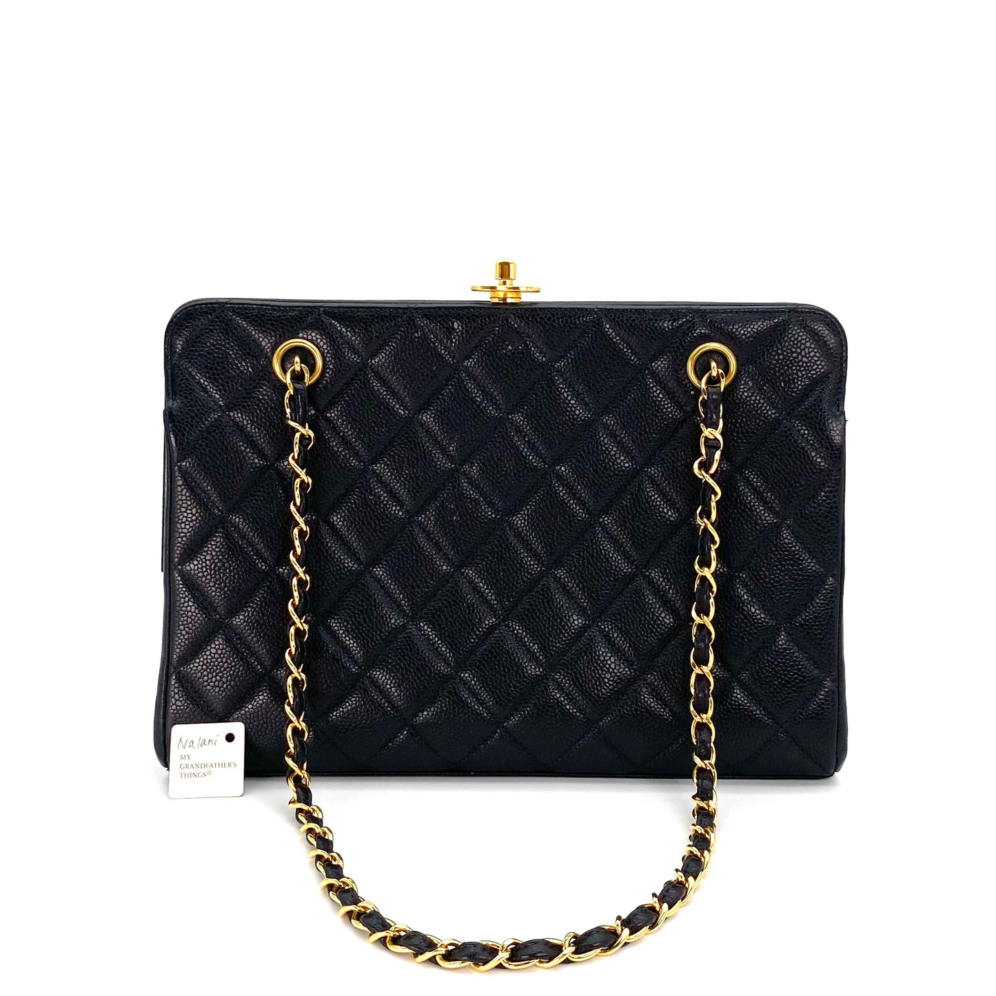 Nalani, 4 Series Kisslock Caviar Tote with seal and card