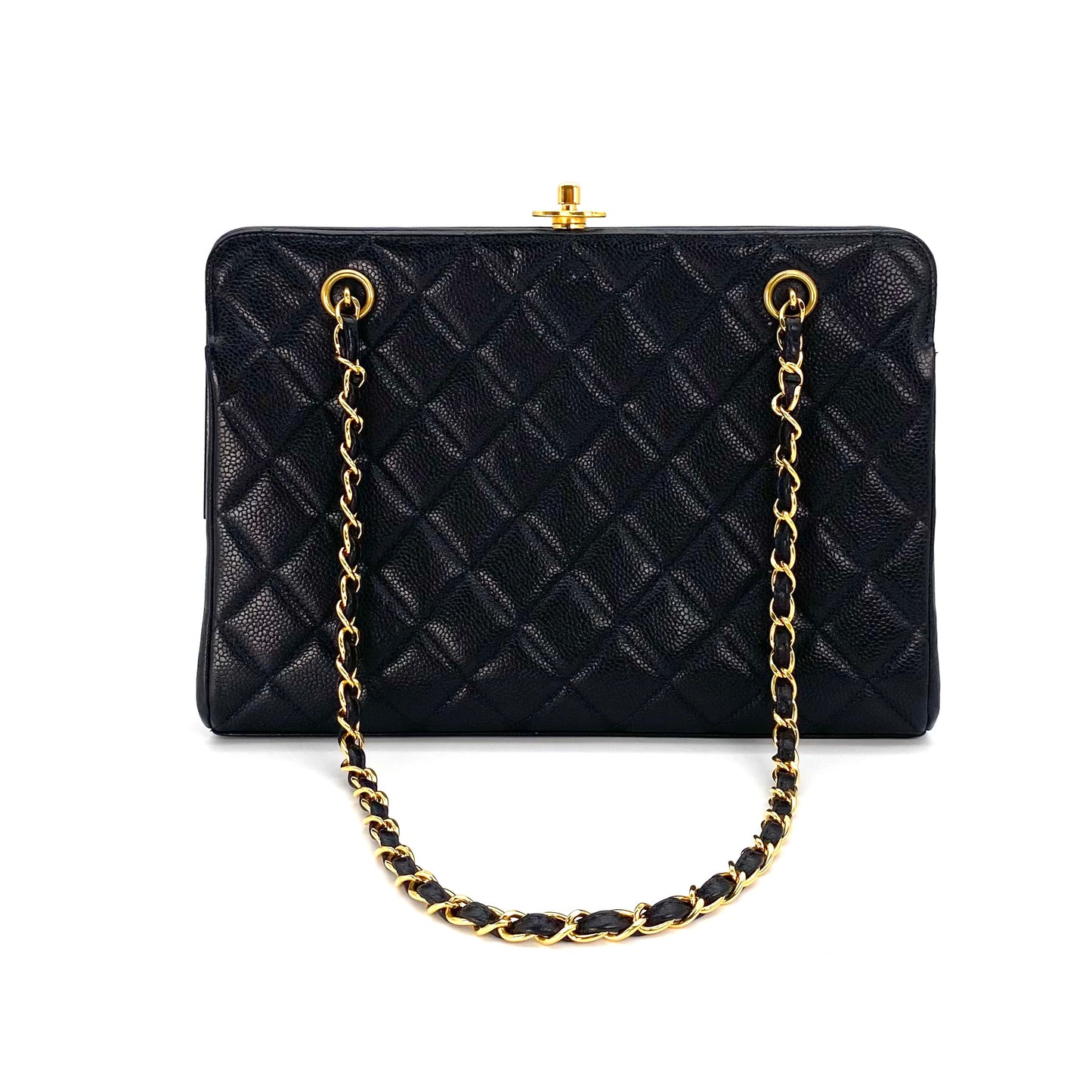 Nalani, 4 Series Kisslock Caviar Tote with seal and card