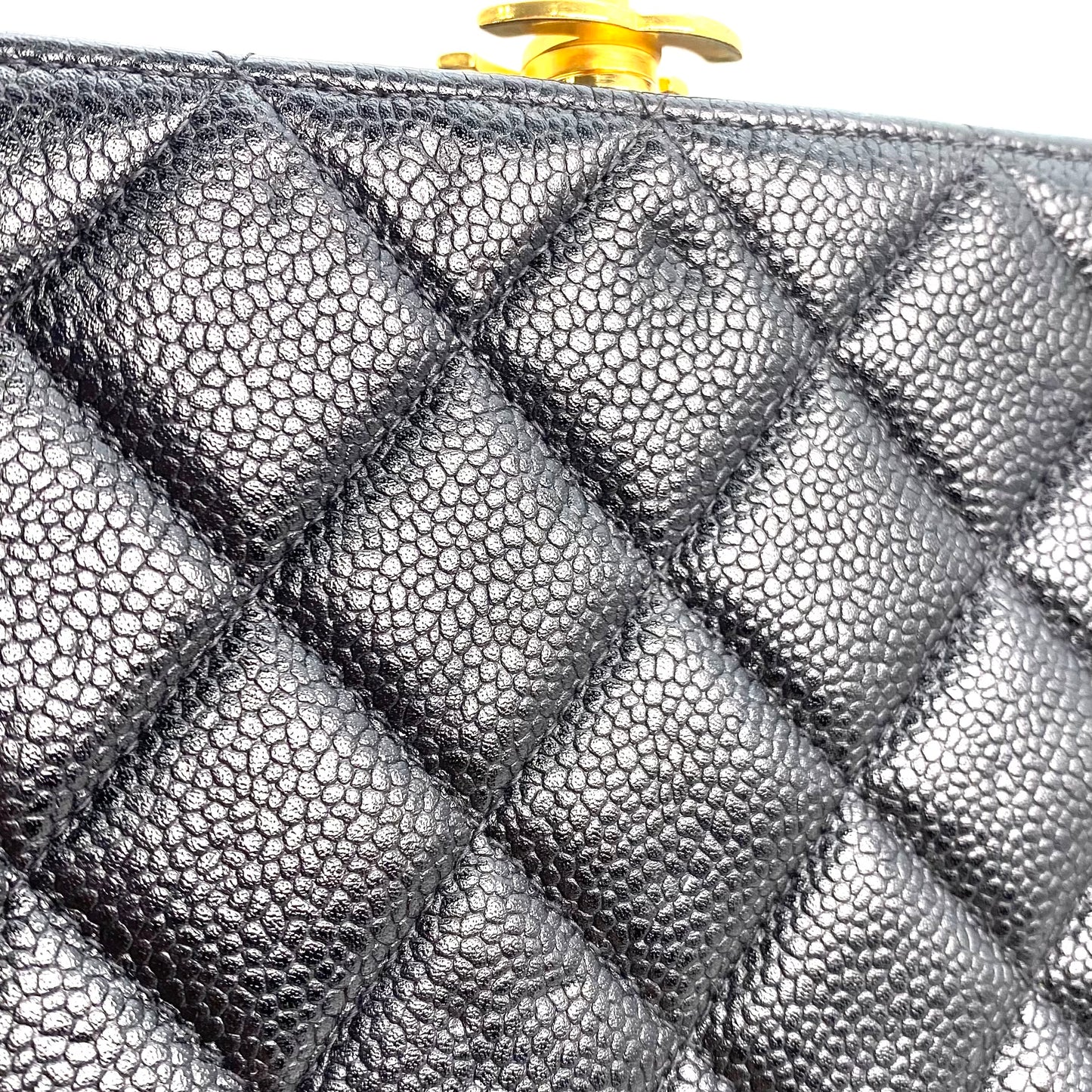 Nalani, 4 Series Kisslock Caviar Tote with seal and card