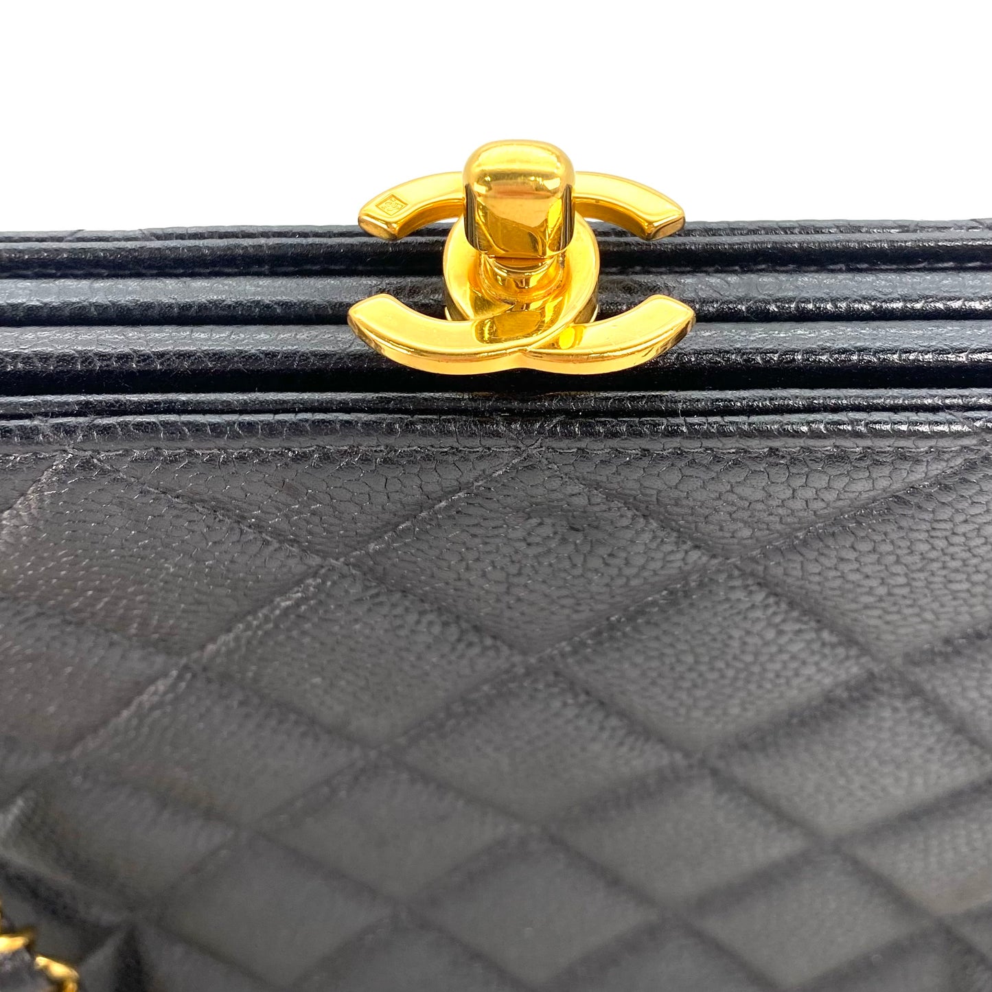 Nalani, 4 Series Kisslock Caviar Tote with seal and card