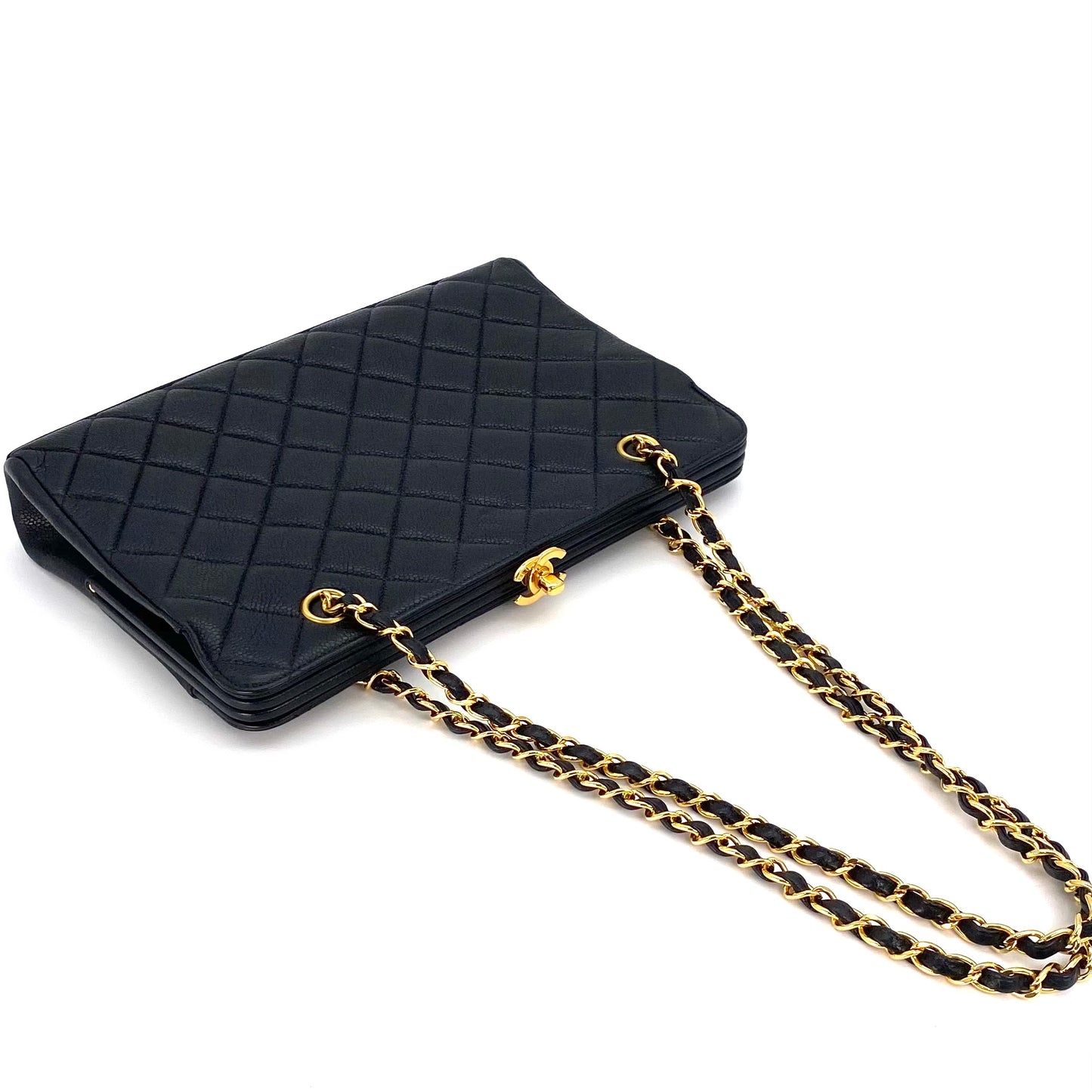 Nalani, 4 Series Kisslock Caviar Tote with seal and card