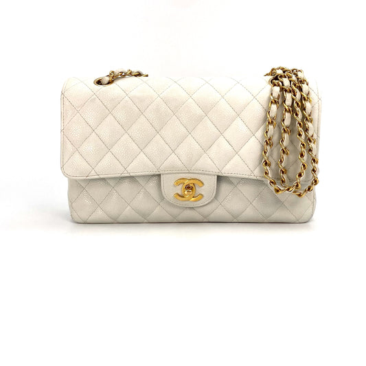 Zoya, 8 Series Medium Classic Flap Light White Caviar with seal only