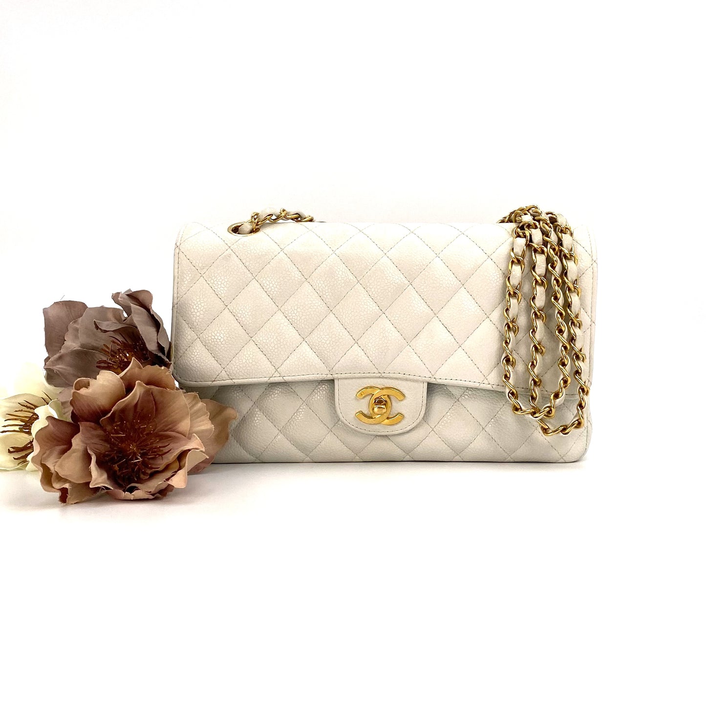 Zoya, 8 Series Medium Classic Flap Light White Caviar with seal only