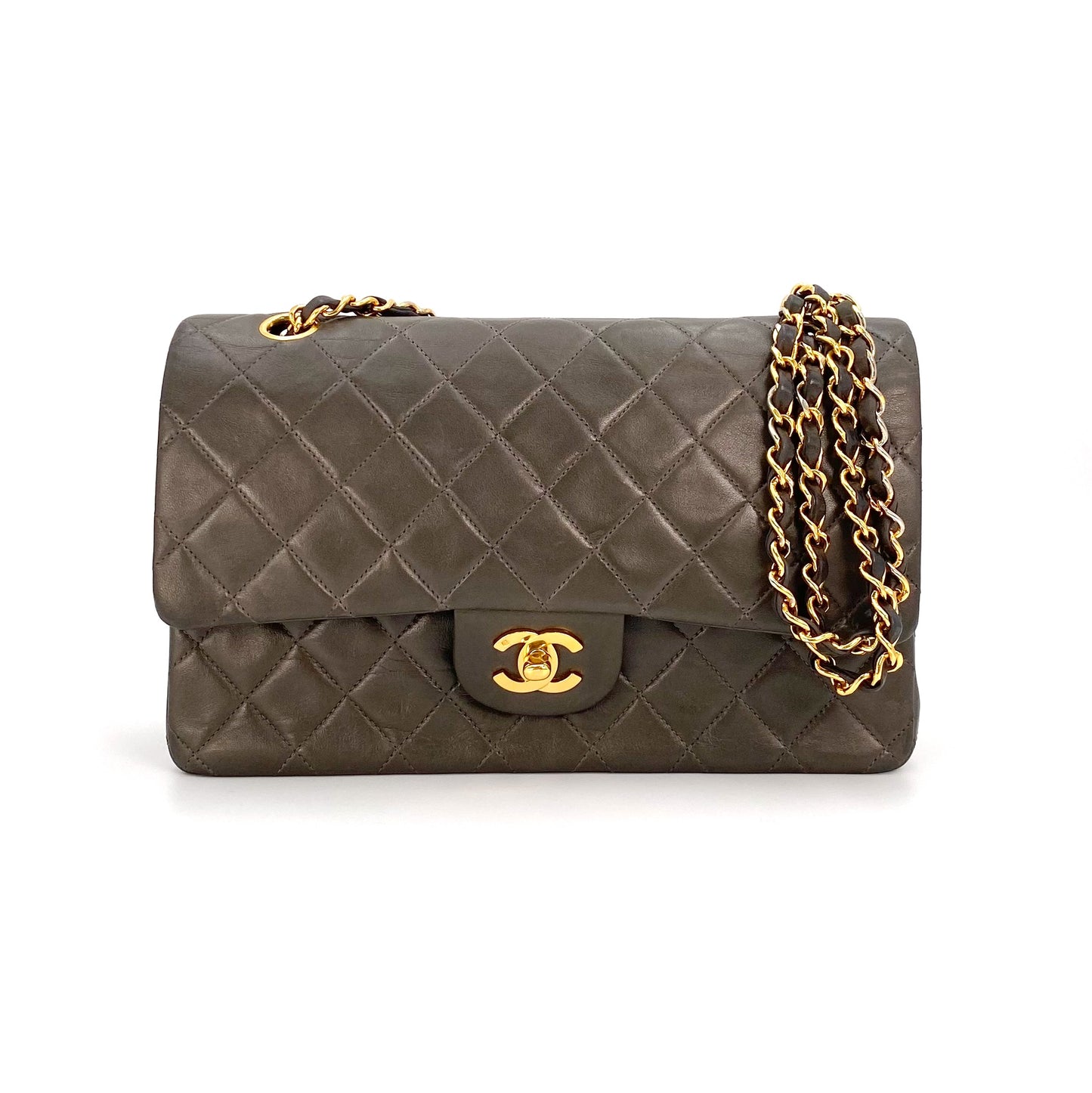 Samara, 3 Series Medium Classic Flap Grey Lambskin with seal and card