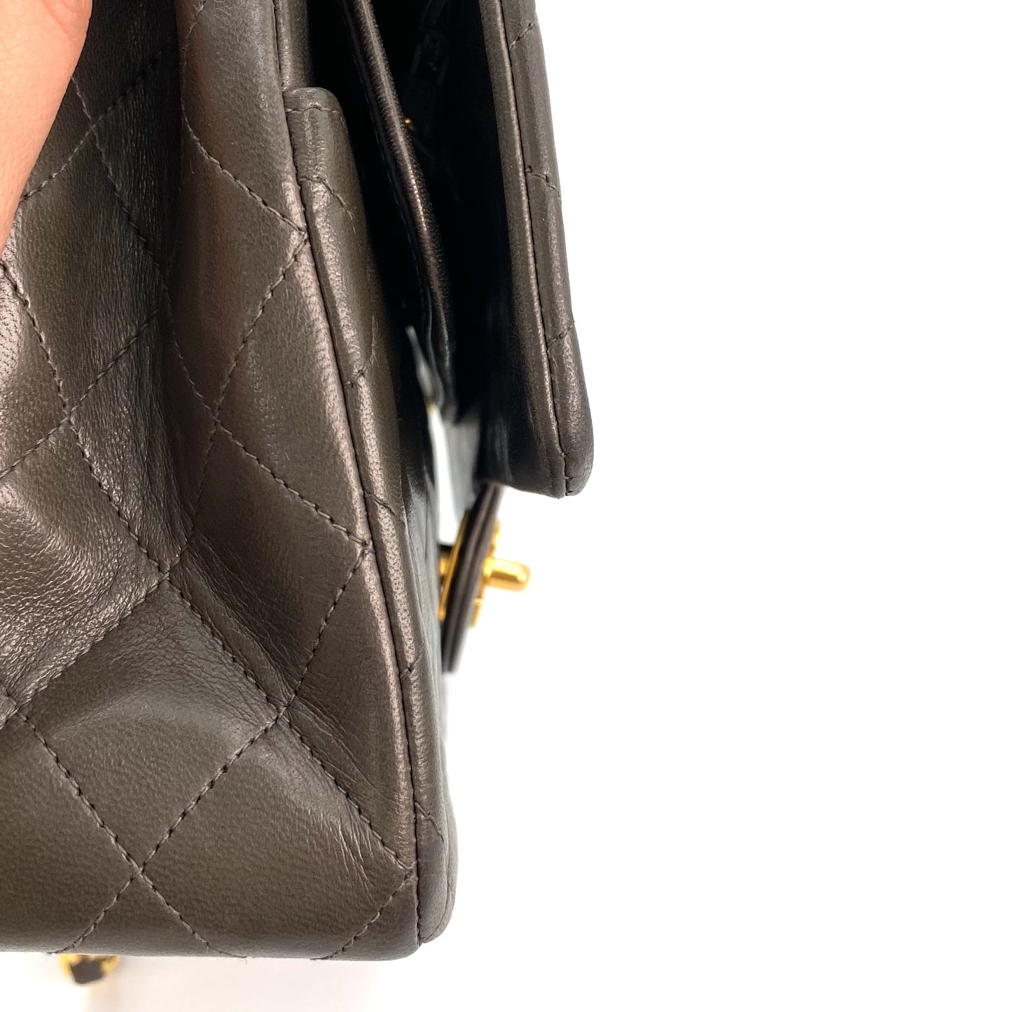 Samara, 3 Series Medium Classic Flap Grey Lambskin with seal and card