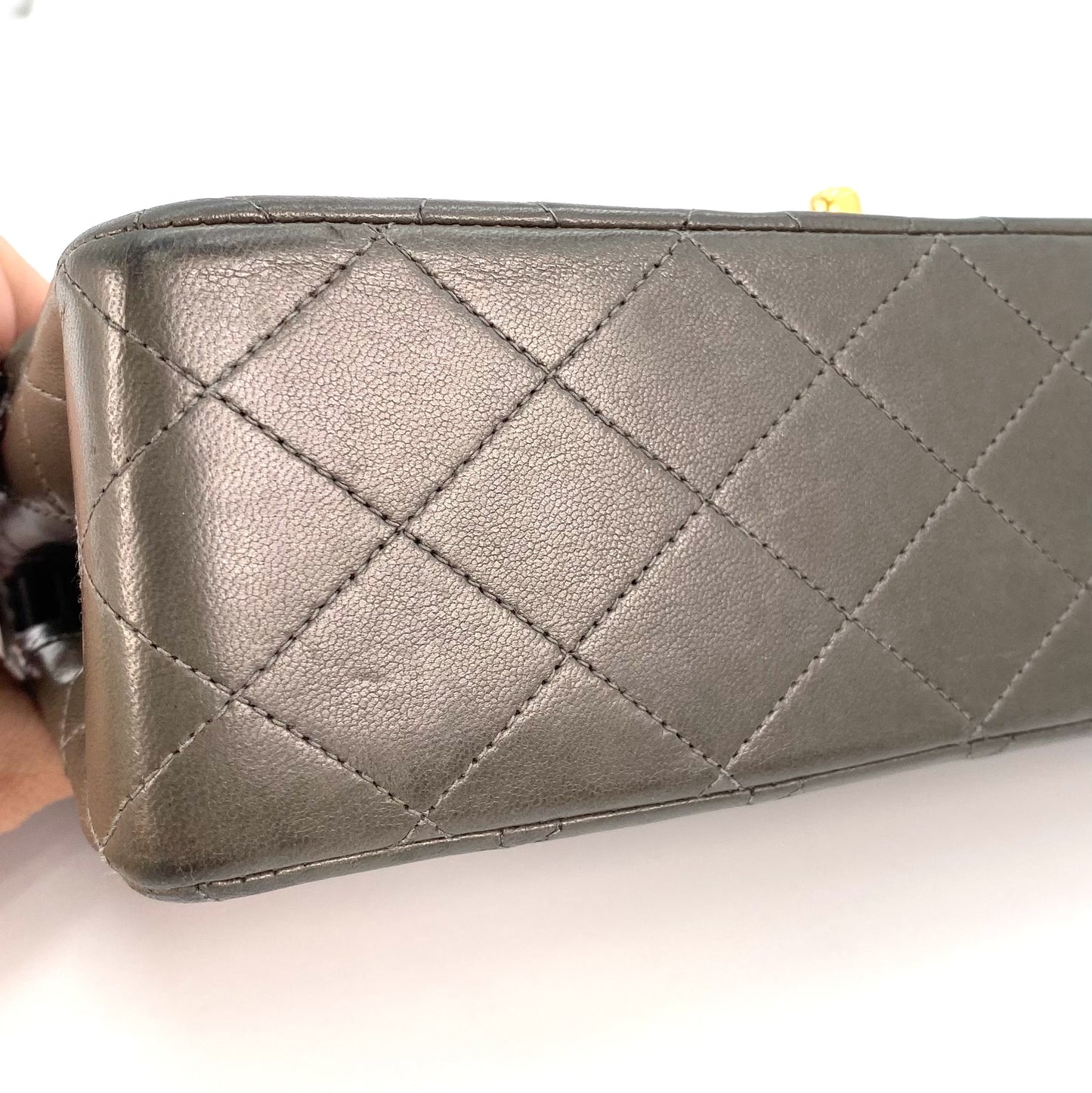 Samara, 3 Series Medium Classic Flap Grey Lambskin with seal and card