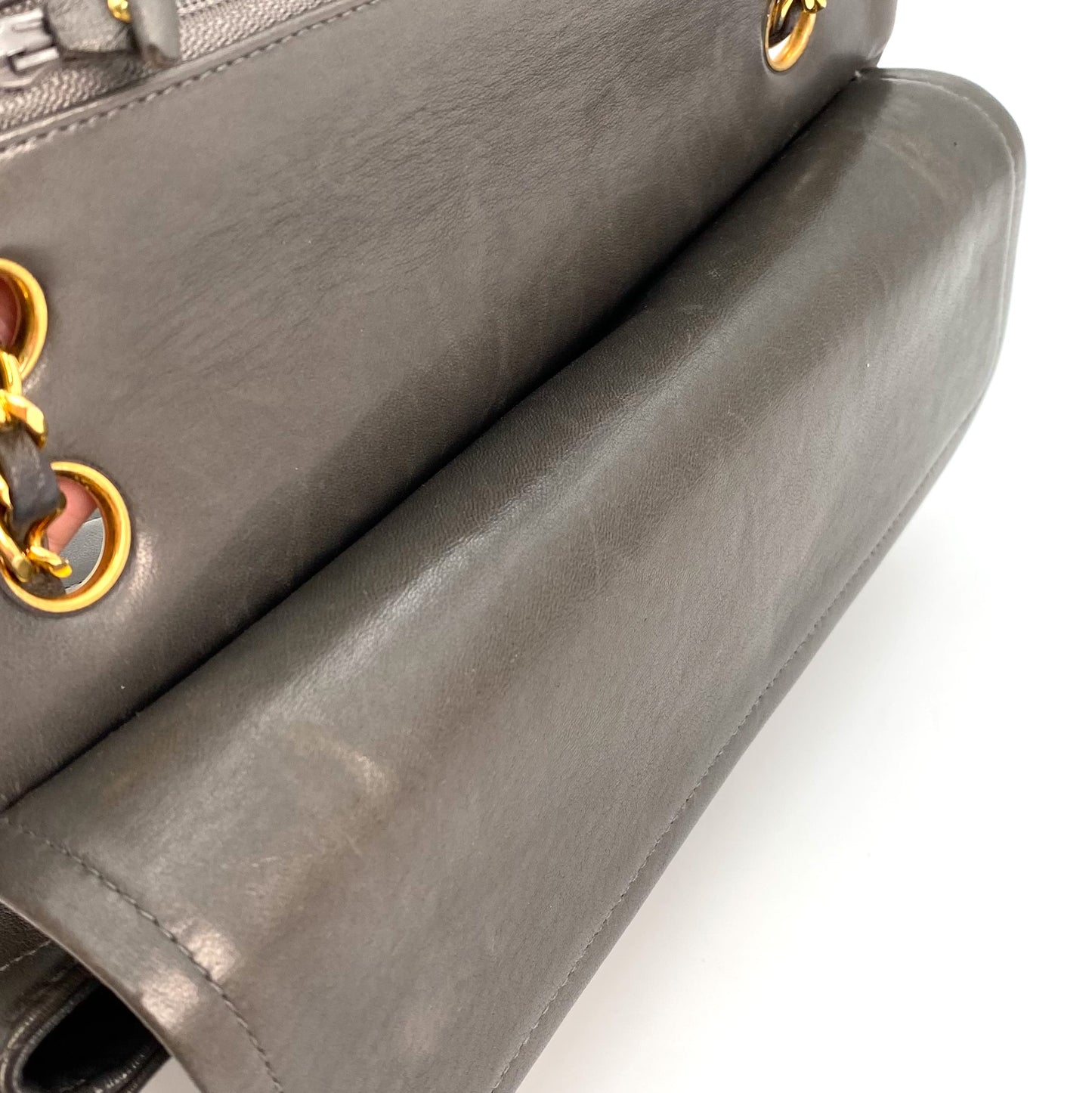 Samara, 3 Series Medium Classic Flap Grey Lambskin with seal and card