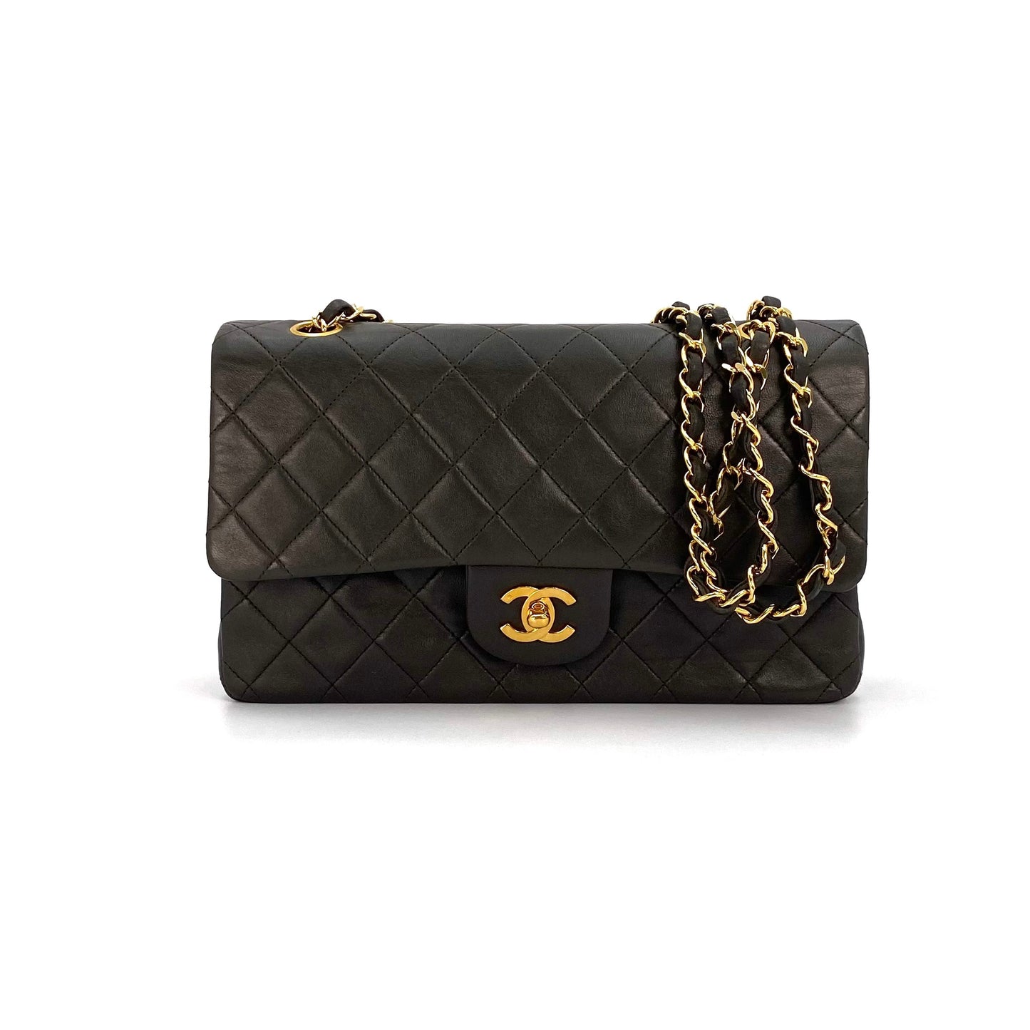 Raven, 1 series medium classic flap khaki lambskin with seal and card