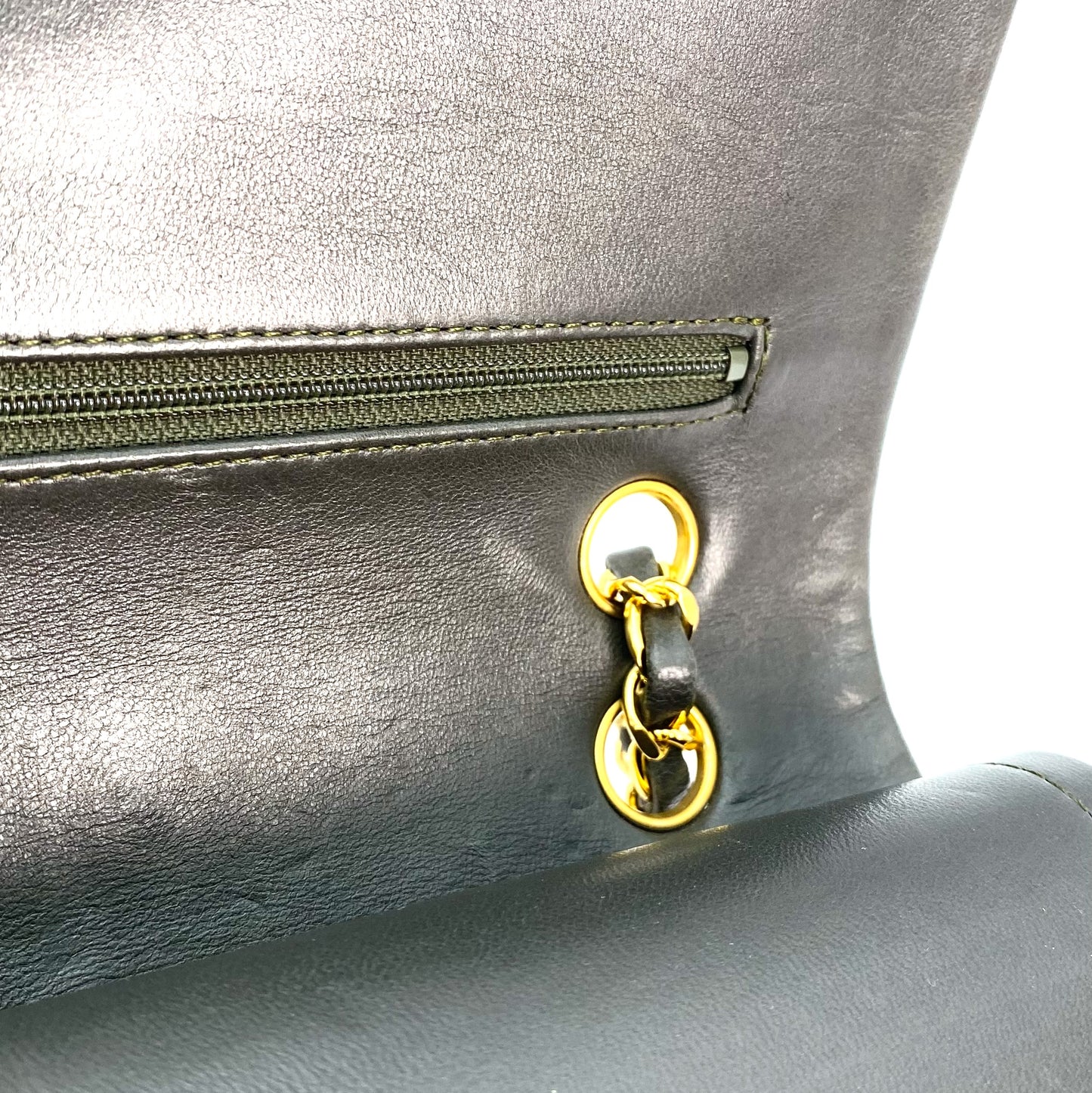 Raven, 1 series medium classic flap khaki lambskin with seal and card