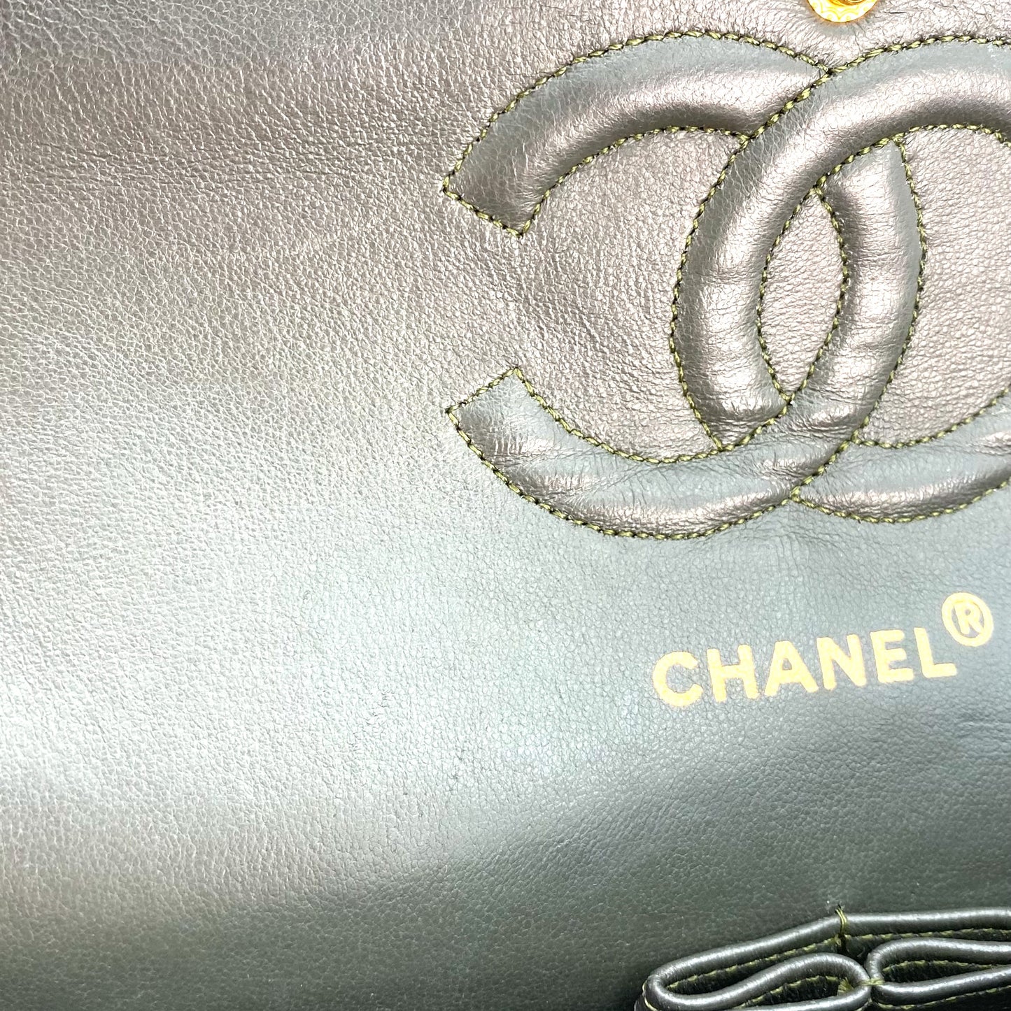 Raven, 1 series medium classic flap khaki lambskin with seal and card