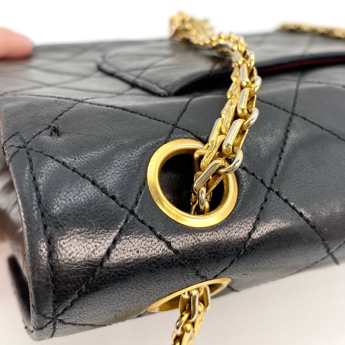 Aria, 0 series Vintage Flap with Reissue Chains Black Lambskin with seal and card