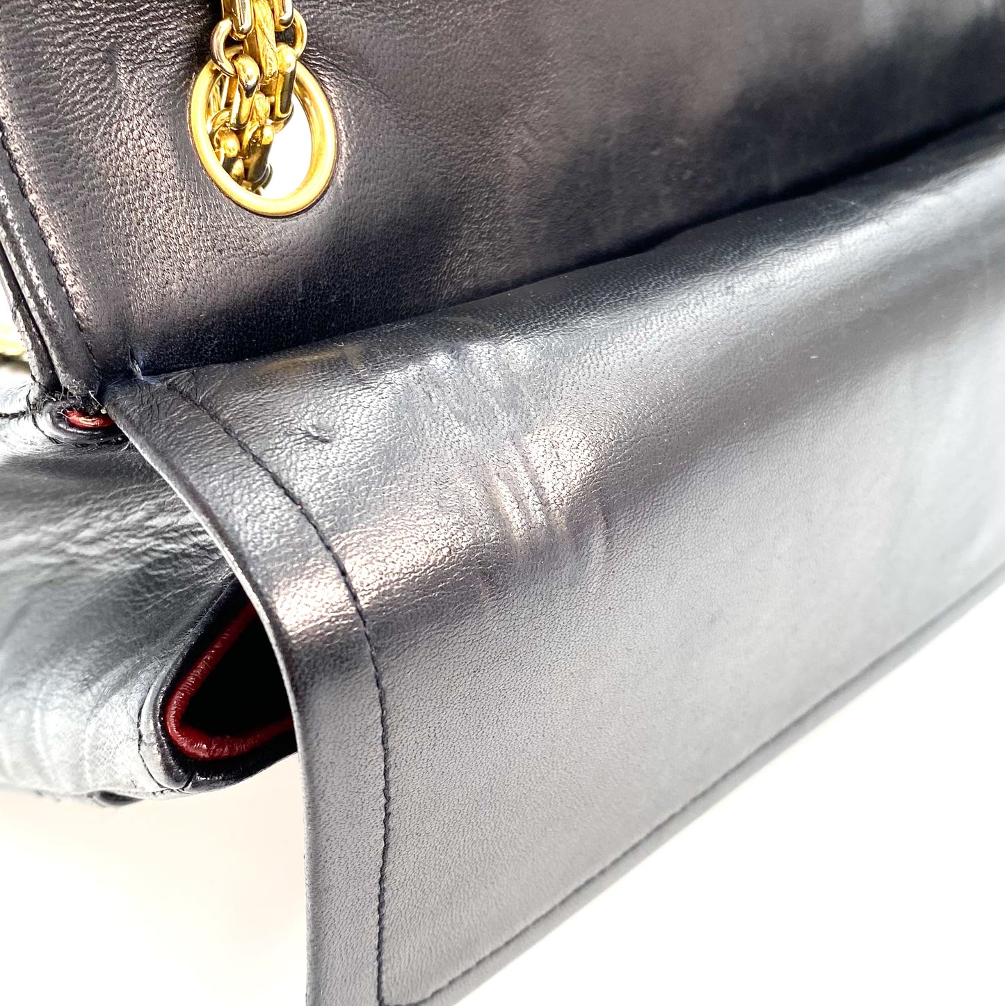 Aria, 0 series Vintage Flap with Reissue Chains Black Lambskin with seal and card