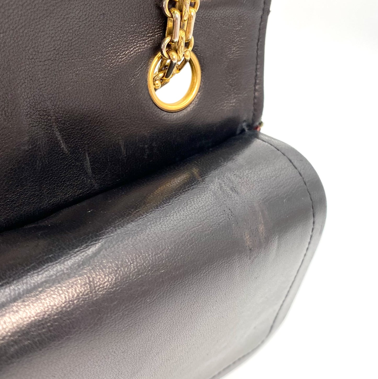 Aria, 0 series Vintage Flap with Reissue Chains Black Lambskin with seal and card