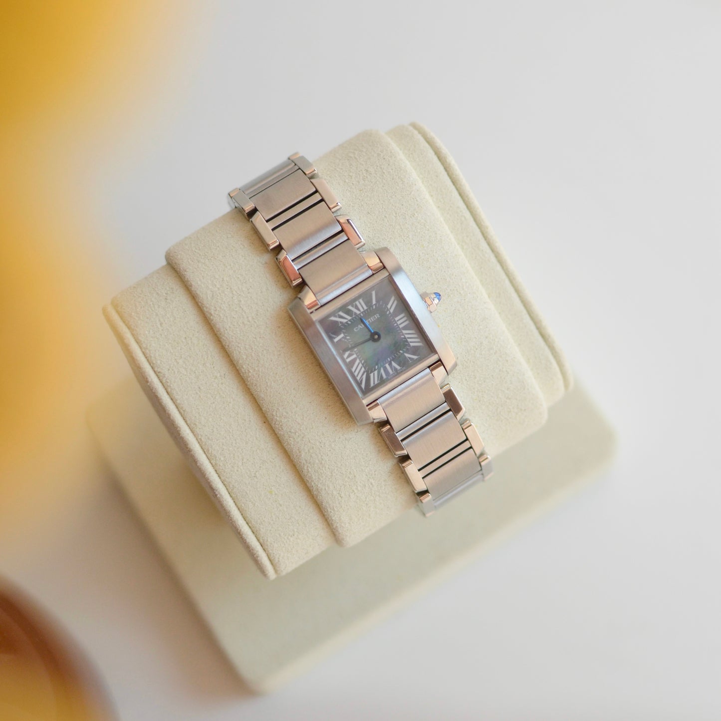 F - CARTIER4 - Cartier Tank Francaise Blue MOP Dial