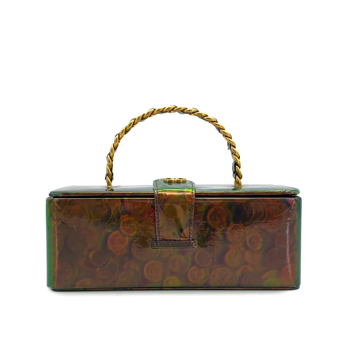 Avelia, 3 Series Coin Pattern Green Enamel Gold  Hardware with seal and card