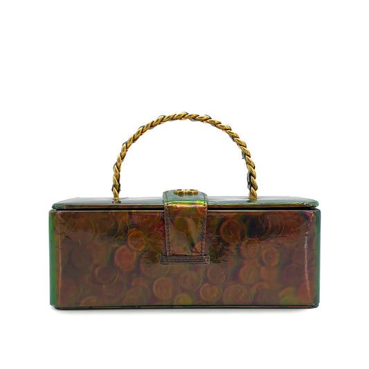 Avelia, 3 Series Coin Pattern Green Enamel Gold  Hardware with seal and card