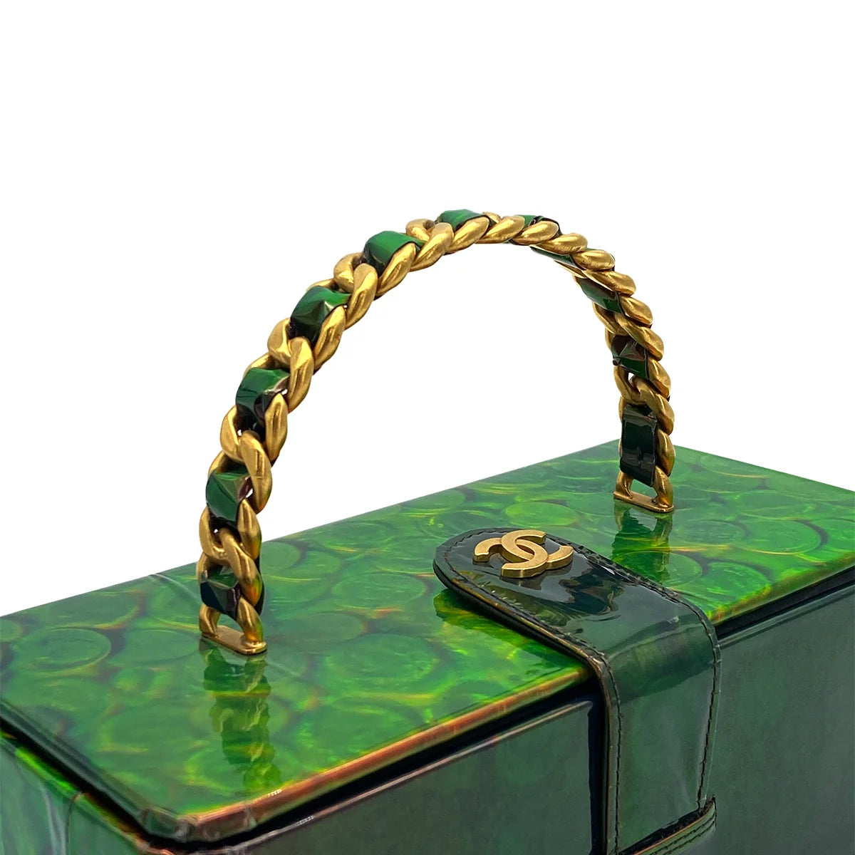 Avelia, 3 Series Coin Pattern Green Enamel Gold  Hardware with seal and card