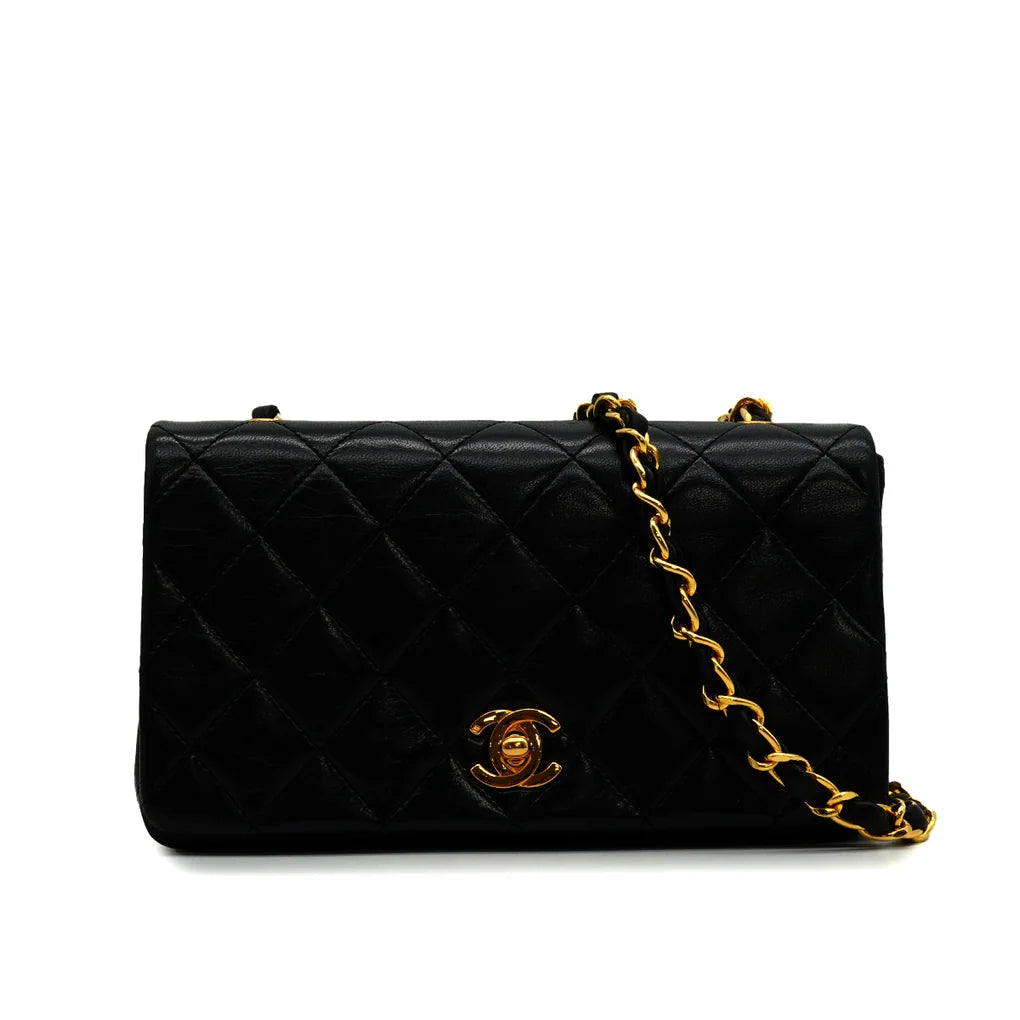 Nela, 1 Series Mini Full Flap Black Lambskin with seal and card
