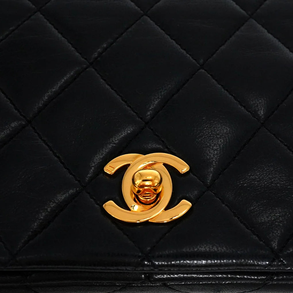 Nela, 1 Series Mini Full Flap Black Lambskin with seal and card