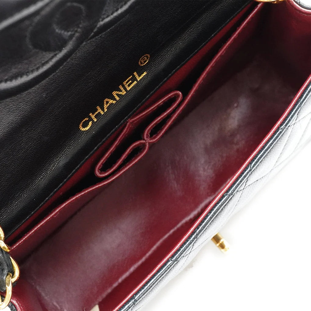 Nela, 1 Series Mini Full Flap Black Lambskin with seal and card