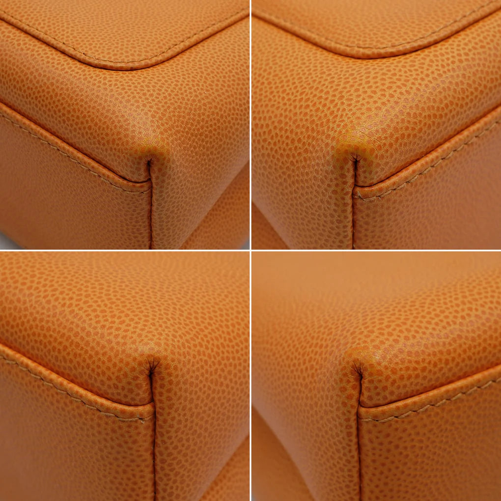 Dorian, 5 Series Orange Caviar Gold Hardware with seal and card