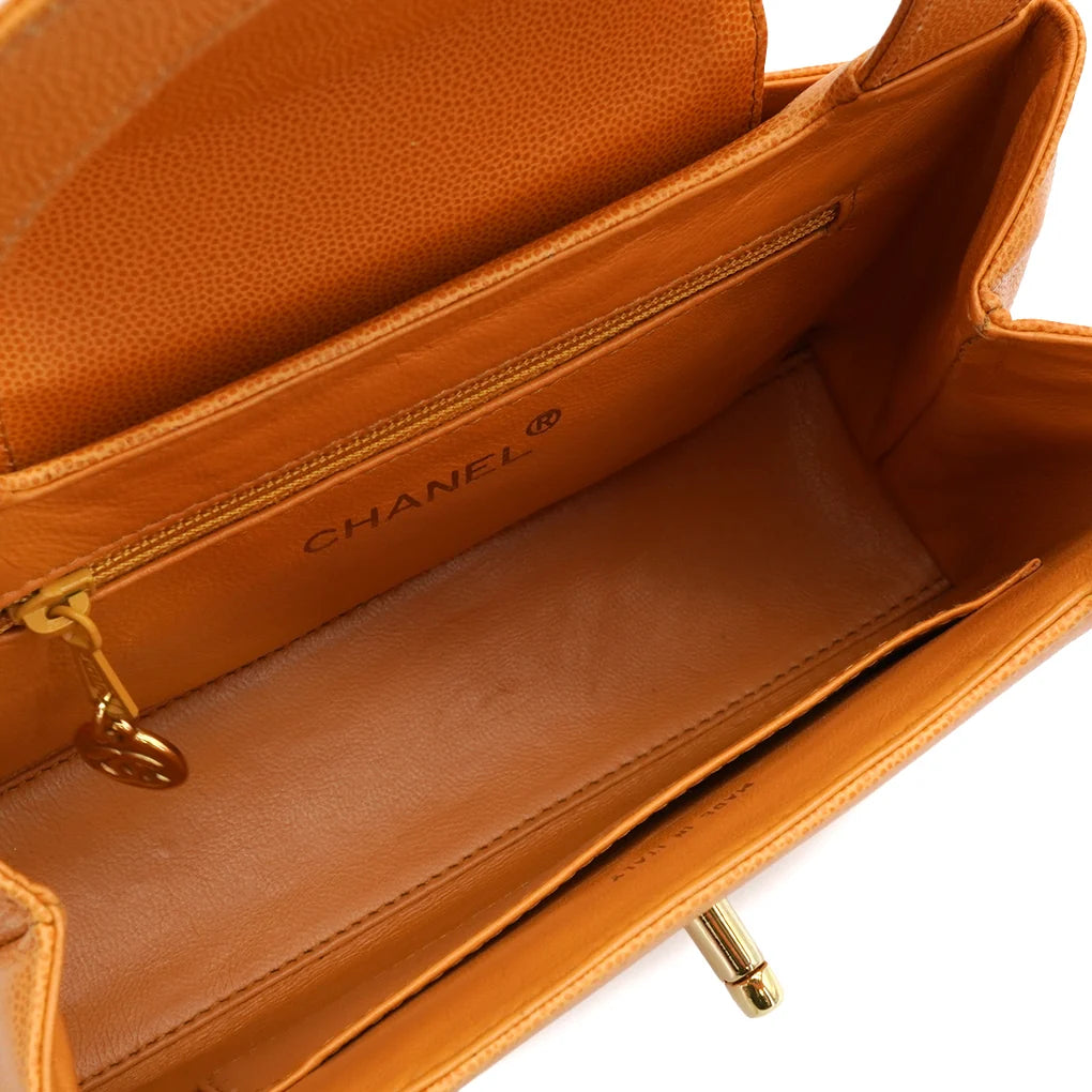 Dorian, 5 Series Orange Caviar Gold Hardware with seal and card