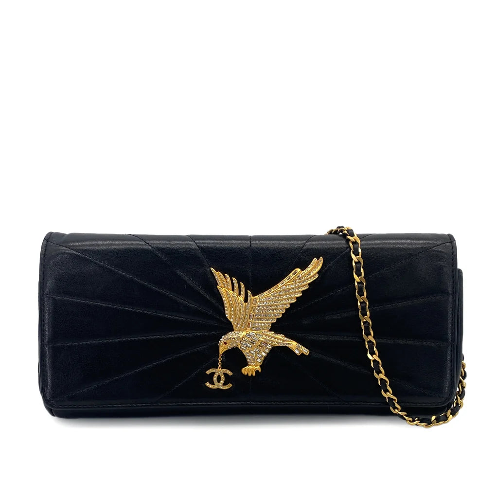 Elarae, 6 Series Strass Imperial Eagle Clutch Rhinestone  Black Lambskin with seal only