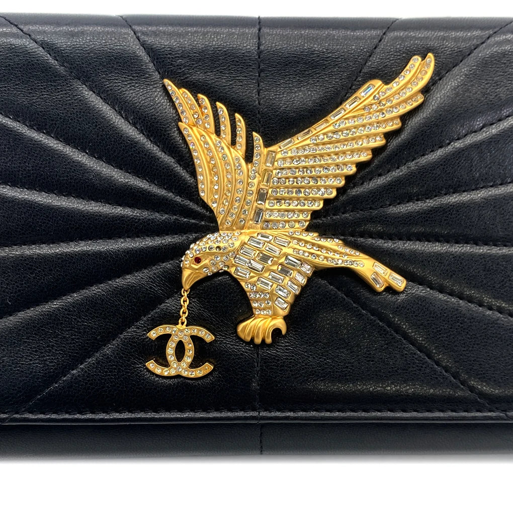 Elarae, 6 Series Strass Imperial Eagle Clutch Rhinestone  Black Lambskin with seal only