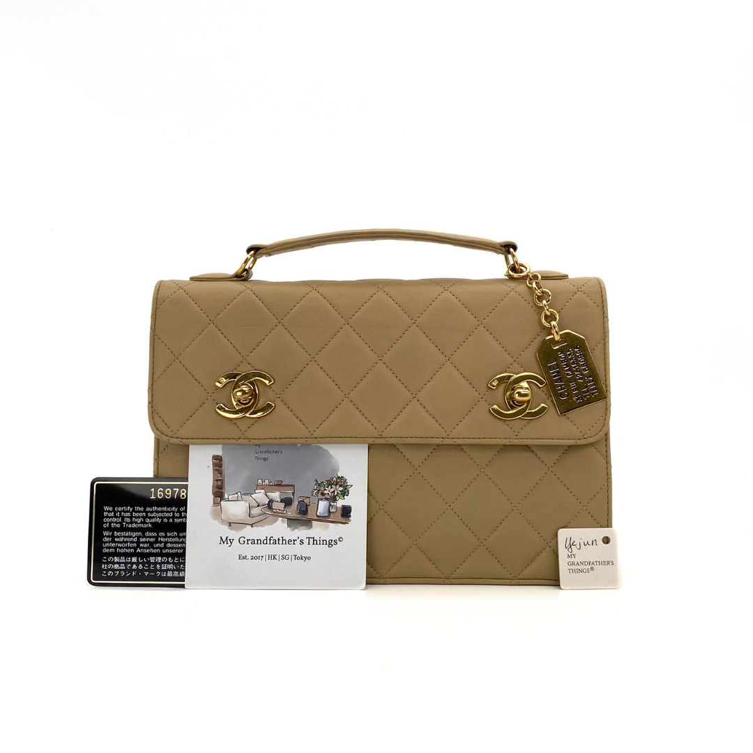 Yejun, 1 Series Double Turn Lock Beige Lambskin with seal and card