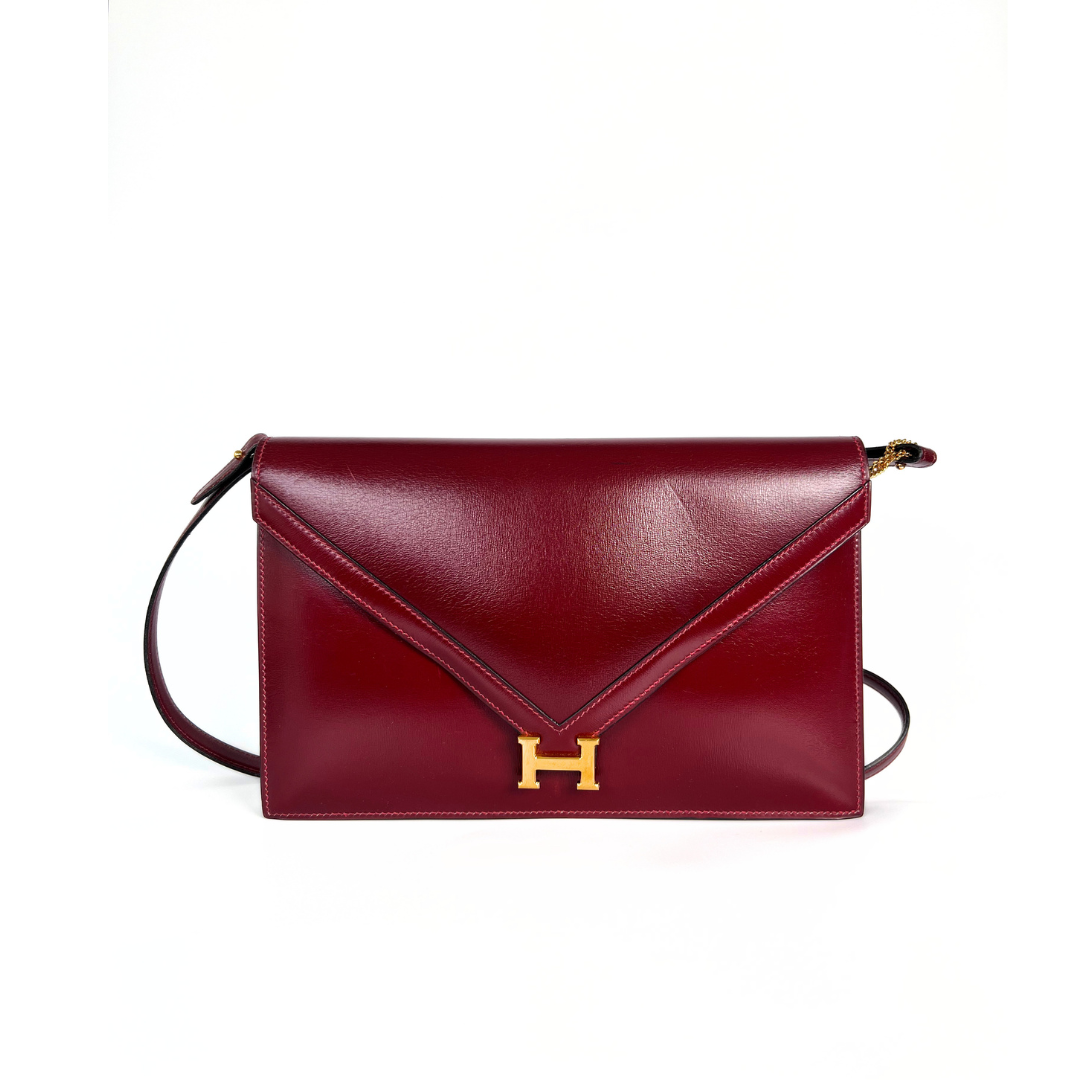 Benoula, 1985 Lydie Roue H Boxcalf Clutch wiith stamp  〇O
