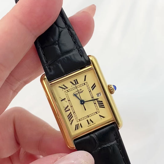 [SPRING SALE] Priscill, Cartier Must Tank Lemon Dial with Date Window LM