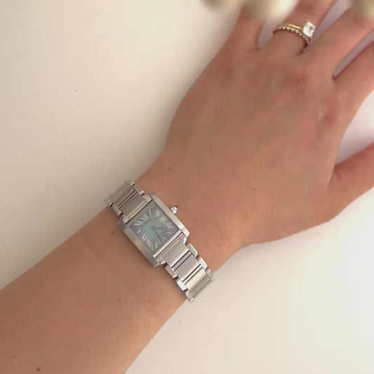 F - CARTIER4 - Cartier Tank Francaise Blue MOP Dial